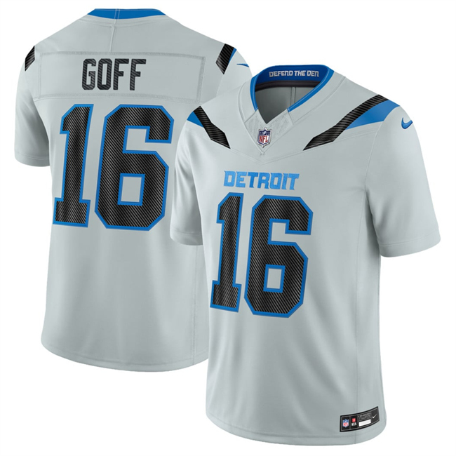 Men's Silver Detroit Lions #16 Jared Goff 2026 F.U.S.E. Rivalries Collection Limited Stitched Football Jersey